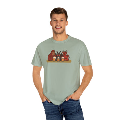 Bigfoot, Mothman and Jersey Devil Drinking Beer Comfort Colors T-Shirt