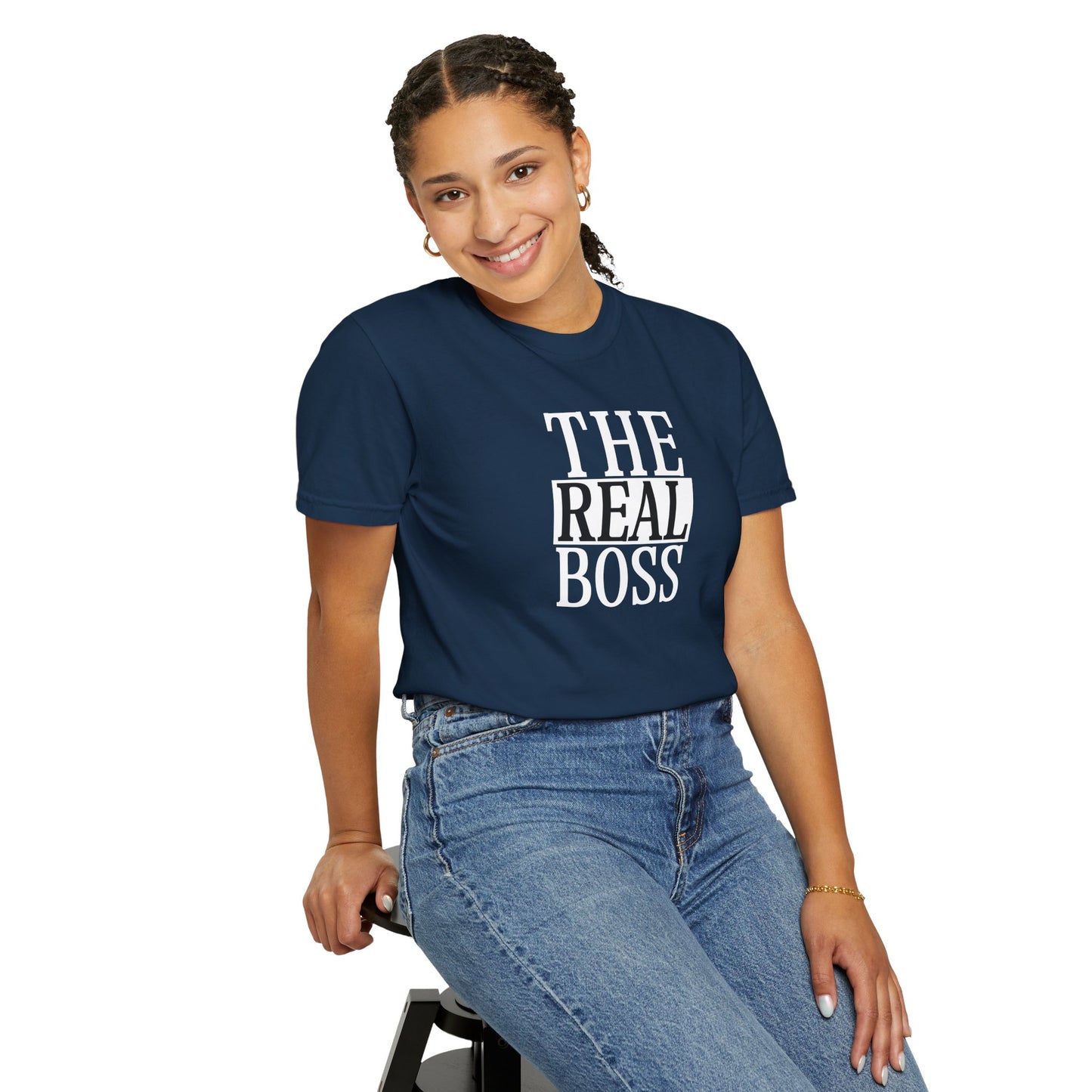 THE REAL BOSS Graphic T-Shirt — Minimalist Tee with Bold Text