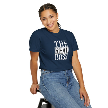 THE REAL BOSS Graphic T-Shirt — Minimalist Tee with Bold Text