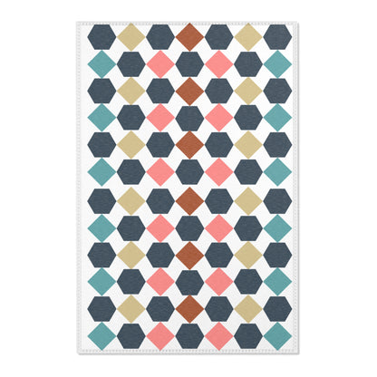 Hex Pattern Rug Geometric Pattern Area Rug, Modern Home Decor, Boho Living Room, Cozy Bedroom Accents, Unique Gift for Housewarming