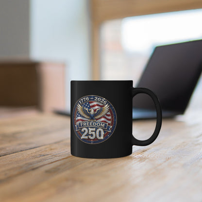 Freedom 250 Sparkle Emblem 11oz or 15oz Black Mug