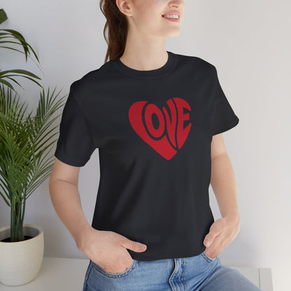 Love Heart T‑Shirt — Retro Red Heart 'LOVE' Graphic Tee