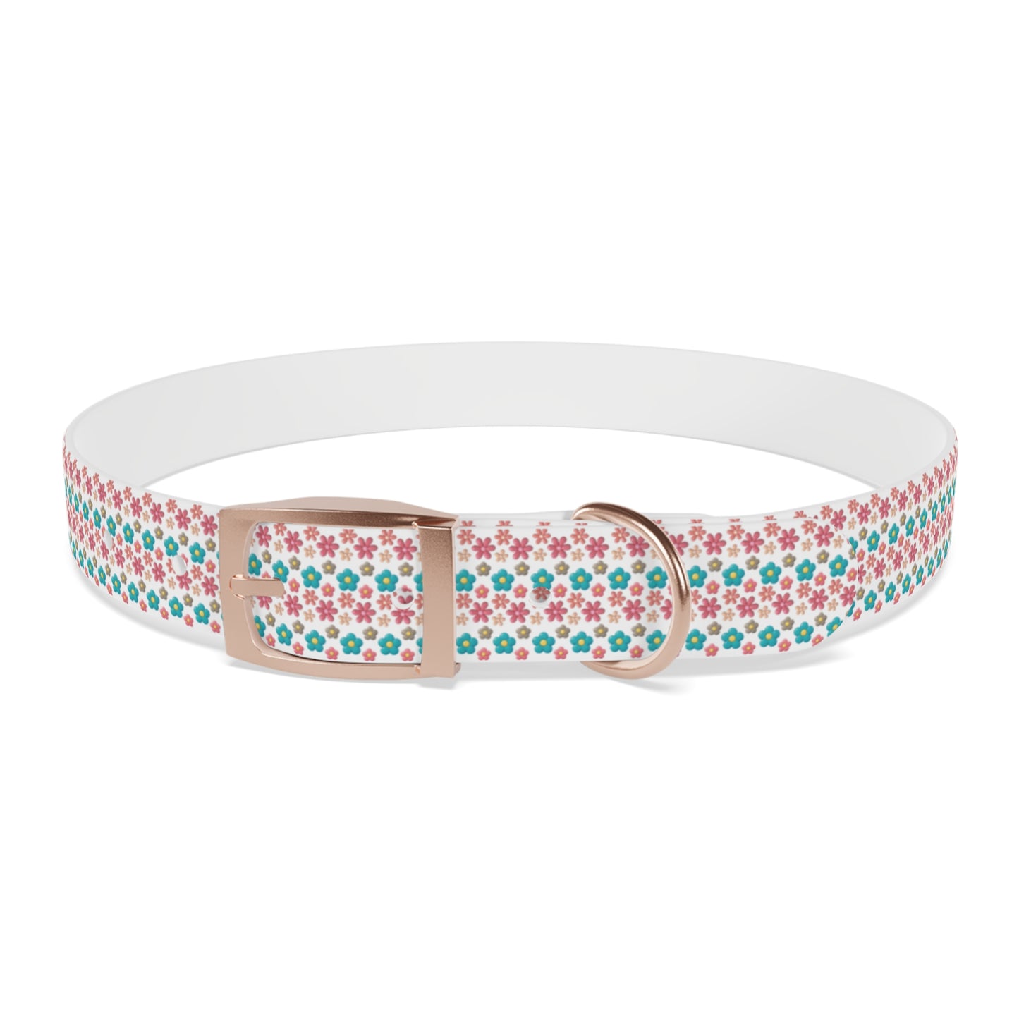Personalized 3D Floral Dog Collar — Custom Name & Phone Number, Pink Teal Paw-Print Pattern