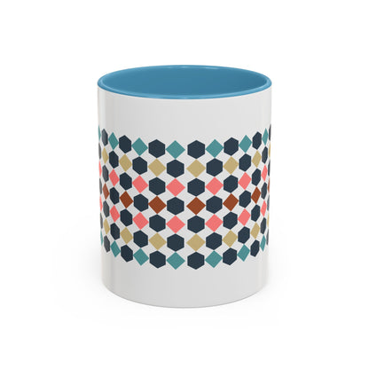 Hex Style Accent 11oz and 15oz Coffee Mug Geometric Pattern Ceramic Cup Gift for Coffee Lovers, Home Decor, Office Mug, Unique Kitchenware