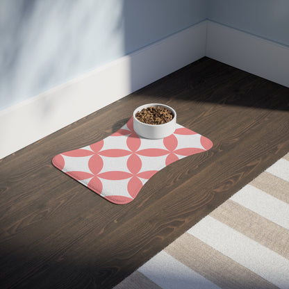 Modern Pink Geometric Pet Feeding Mat — Non-Slip Dog & Cat Placemat
