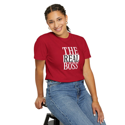 THE REAL BOSS Graphic T-Shirt — Minimalist Tee with Bold Text