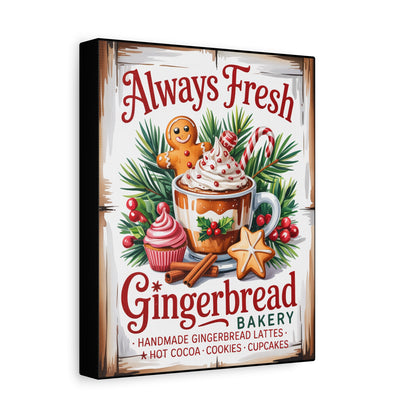 Gingerbread Bakery Canvas Art – "Always Fresh" Holiday Kitchen Wall Decor
