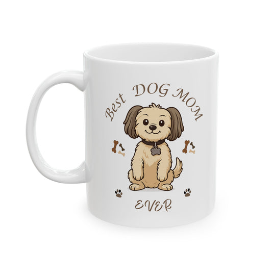 Best Dog Mom Ceramic Mug Gift for Pet Lovers, Funny Coffee Cup, Dog Mom Appreciation, Birthday Gift, Unique Pet Mom Present