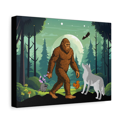Bigfoot Forest Art Canvas - Whimsical Wildlife Decor