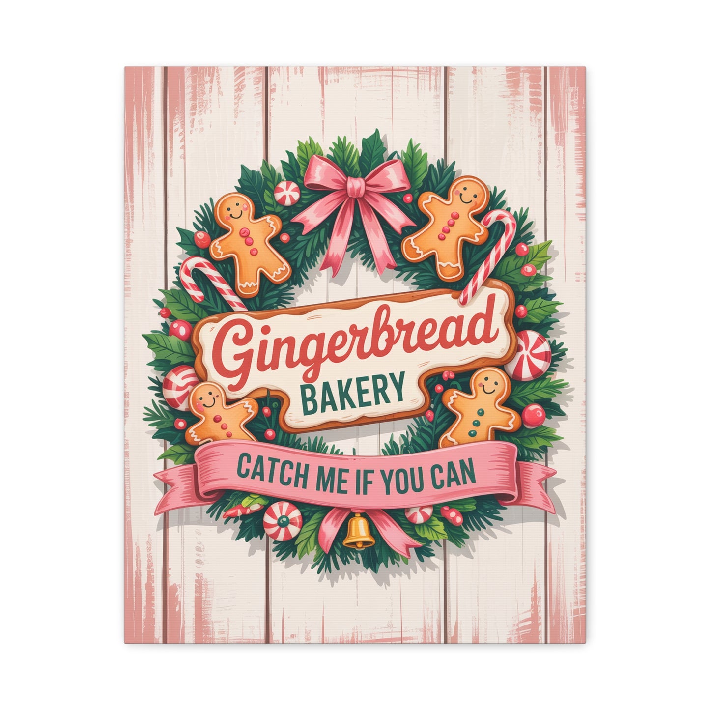 Gingerbread Bakery Holiday Canvas - "Catch Me If You Can" Christmas Wall Art