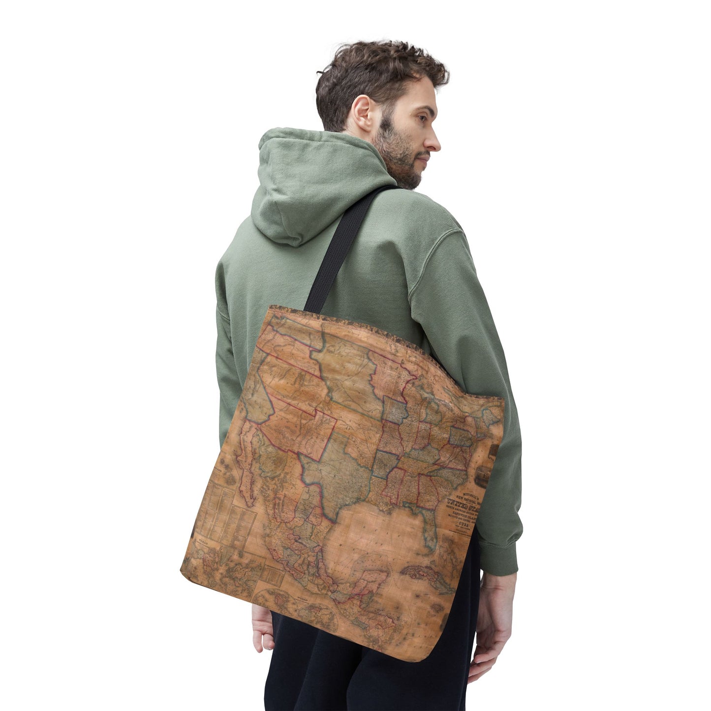 Vintage United States Map Tote Bag  Distressed Antique World Map All-Over Print Tote