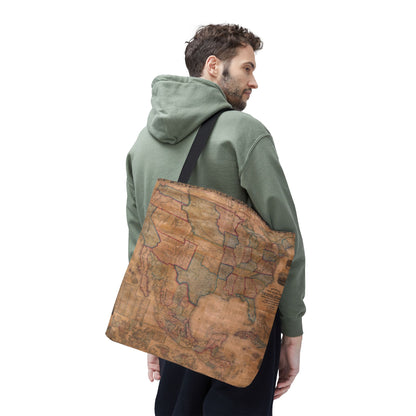 Vintage United States Map Tote Bag  Distressed Antique World Map All-Over Print Tote