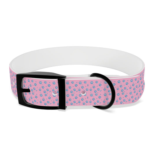 Pink Floral Paw Print Dog Collar — Cute Small Dog Collar for Puppies & Adults