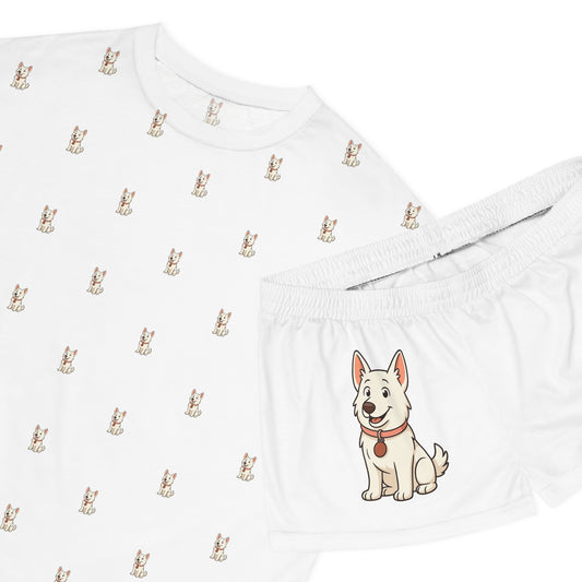 White German Shephard Pajama Set Animal Lover PJs Comfortable Sleepwear Summer Loungewear Gift for Pet Owners Cozy Nights