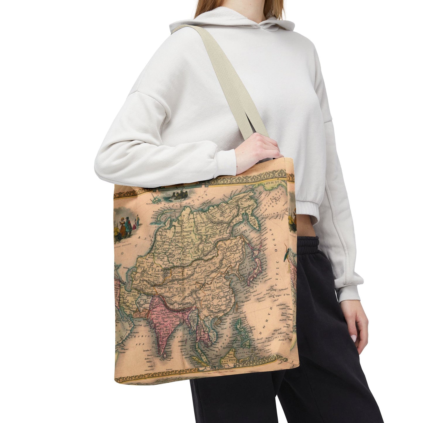 Vintage Map of Asia Tote Bag 3 Sizes