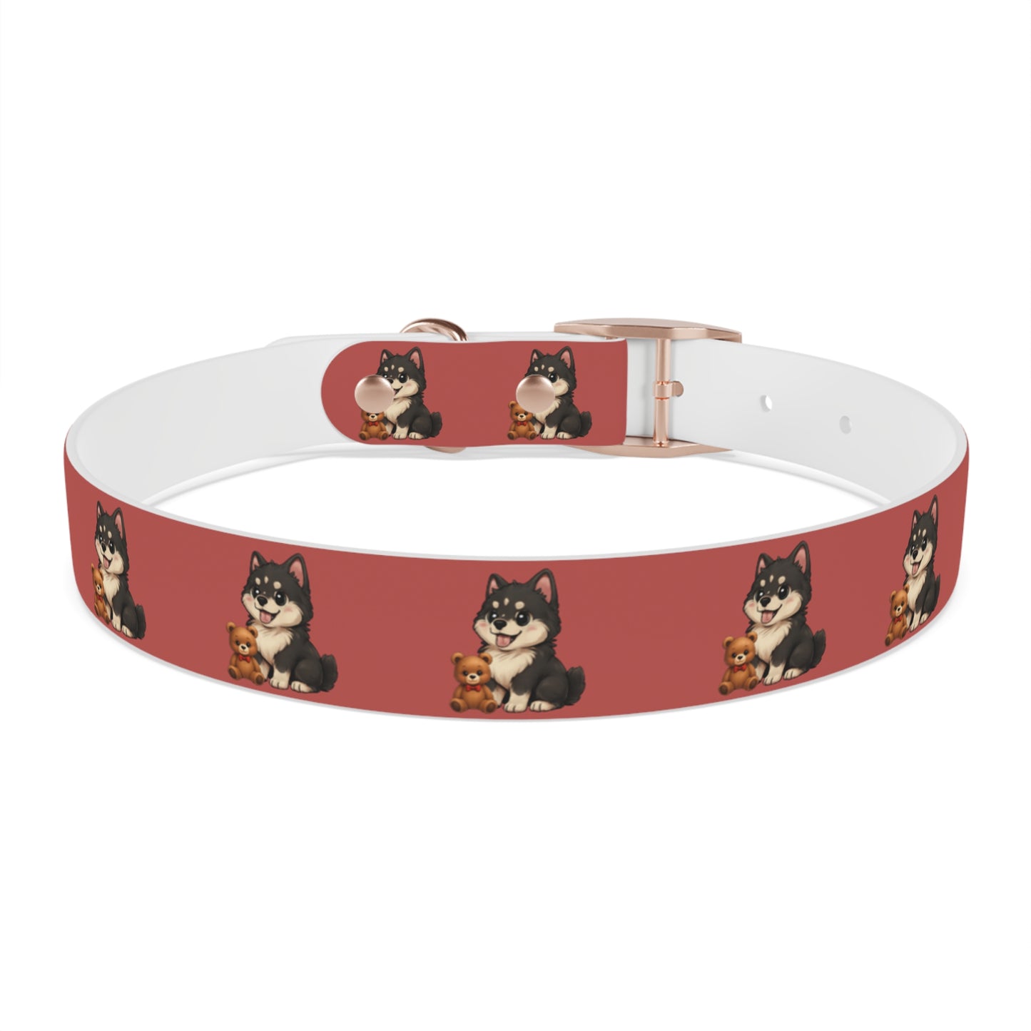 Red  Husky Pattern Dog Collar — Cute Puppy Print Collar for Small & Medium Dogs