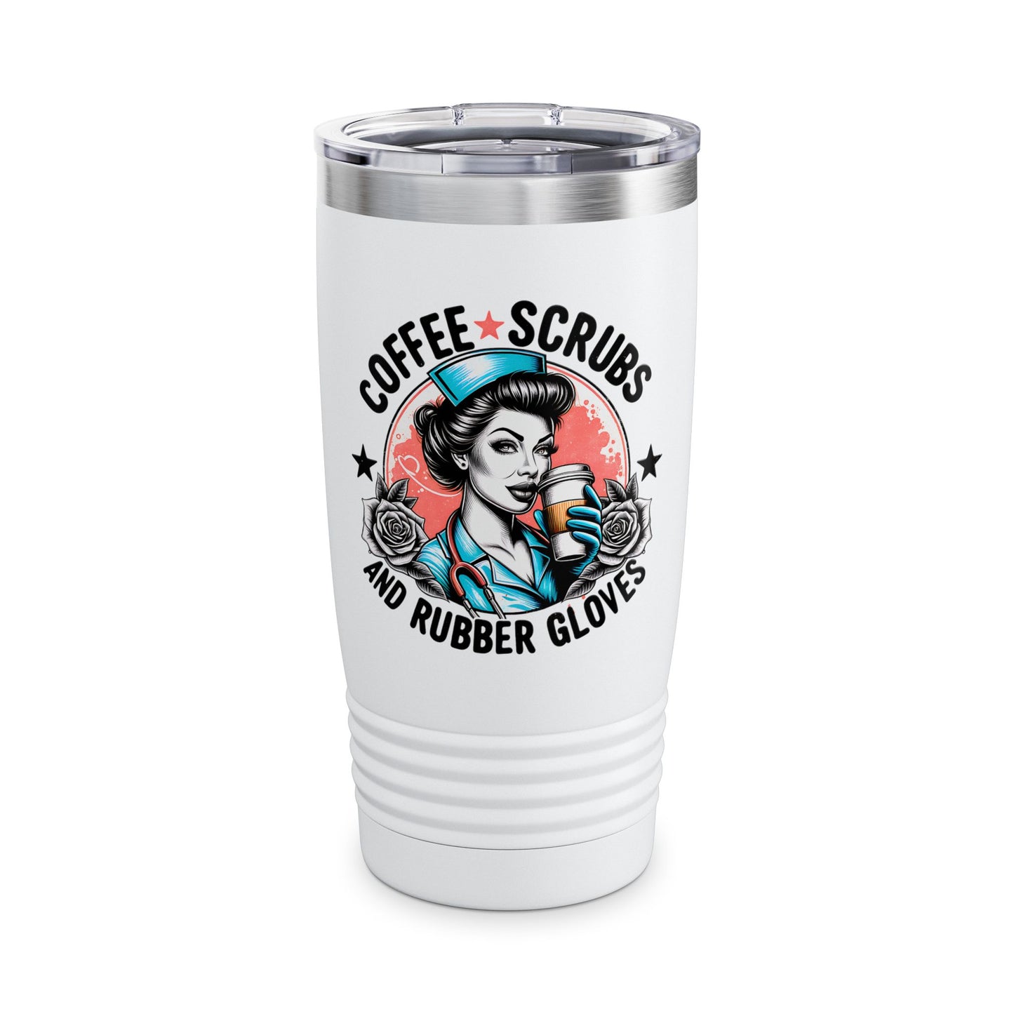 Coffee Scrubs and Rubber Gloves Nurse Coffee Tumbler, 20oz - Gift for Healthcare Workers, Funny Nurse Mug, Insulated Stainless Steel Travel Cup, Nursing Student Gift, [...]