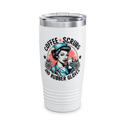Coffee Scrubs and Rubber Gloves Nurse Coffee Tumbler, 20oz - Gift for Healthcare Workers, Funny Nurse Mug, Insulated Stainless Steel Travel Cup, Nursing Student Gift, [...]