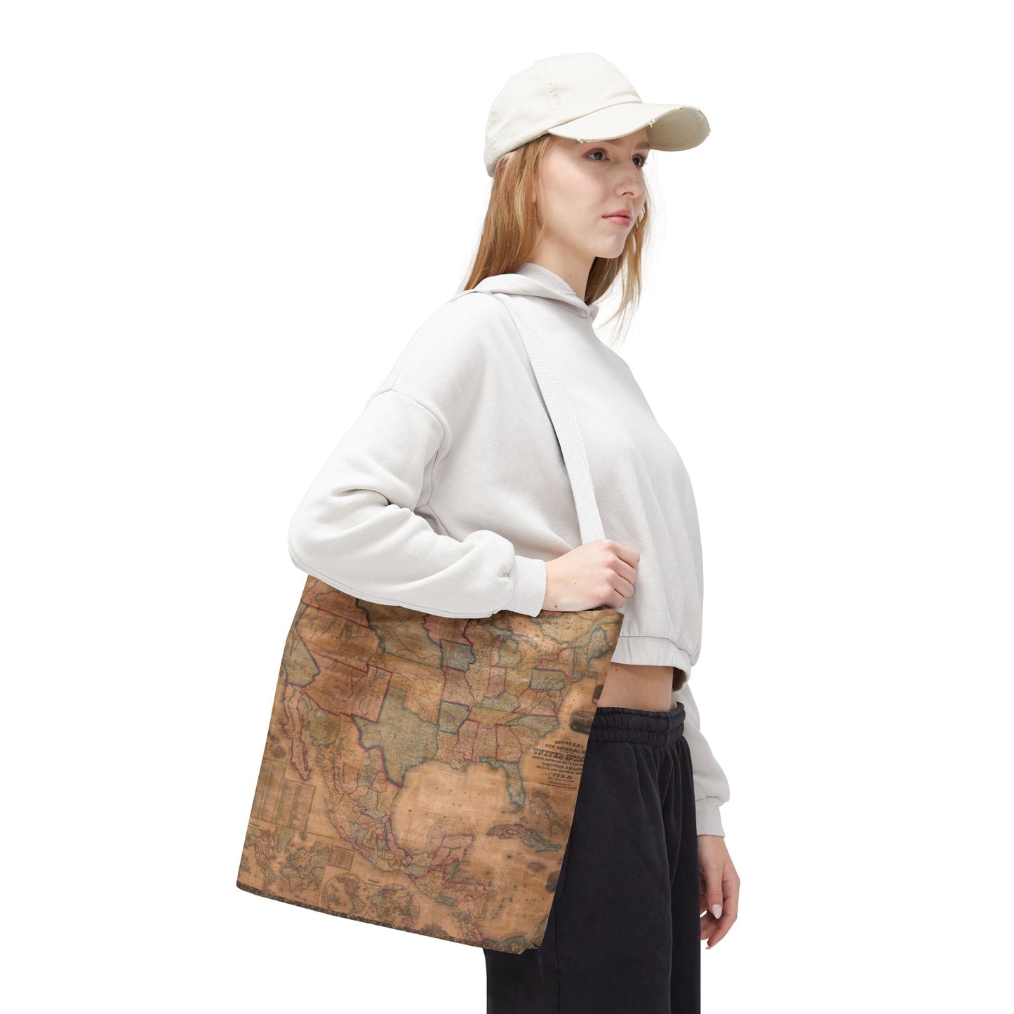 Vintage United States Map Tote Bag  Distressed Antique World Map All-Over Print Tote