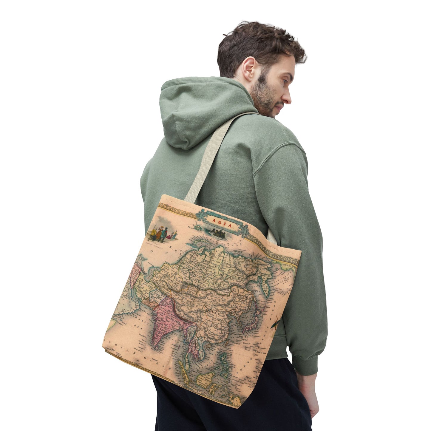 Vintage Map of Asia Tote Bag 3 Sizes