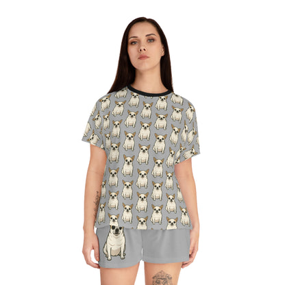Cute Dog Print Women's Short Pajama Set | Fun Sleepwear, Dog Lover Gift, Relaxation Outfit, Cozy Nights, Pet-Themed Loungewear