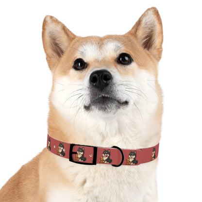 Red  Husky Pattern Dog Collar — Cute Puppy Print Collar for Small & Medium Dogs