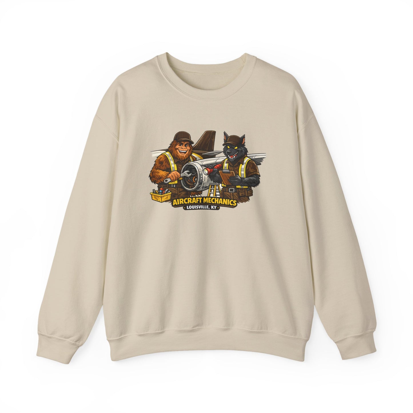 Aircraft Mechanics Crewneck Sweatshirt — Vintage Plane Techs Graphic