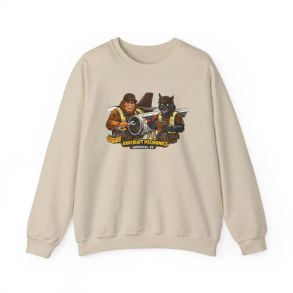 Aircraft Mechanics Crewneck Sweatshirt — Vintage Plane Techs Graphic