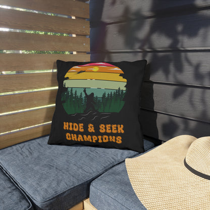 Funny Sasquatch UFO Pillow Hide & Seek Champion Pillow Retro Bigfoot Alien Outdoor Pillow for Cryptid Hunters Gift for Conspiracy Theory Gifts