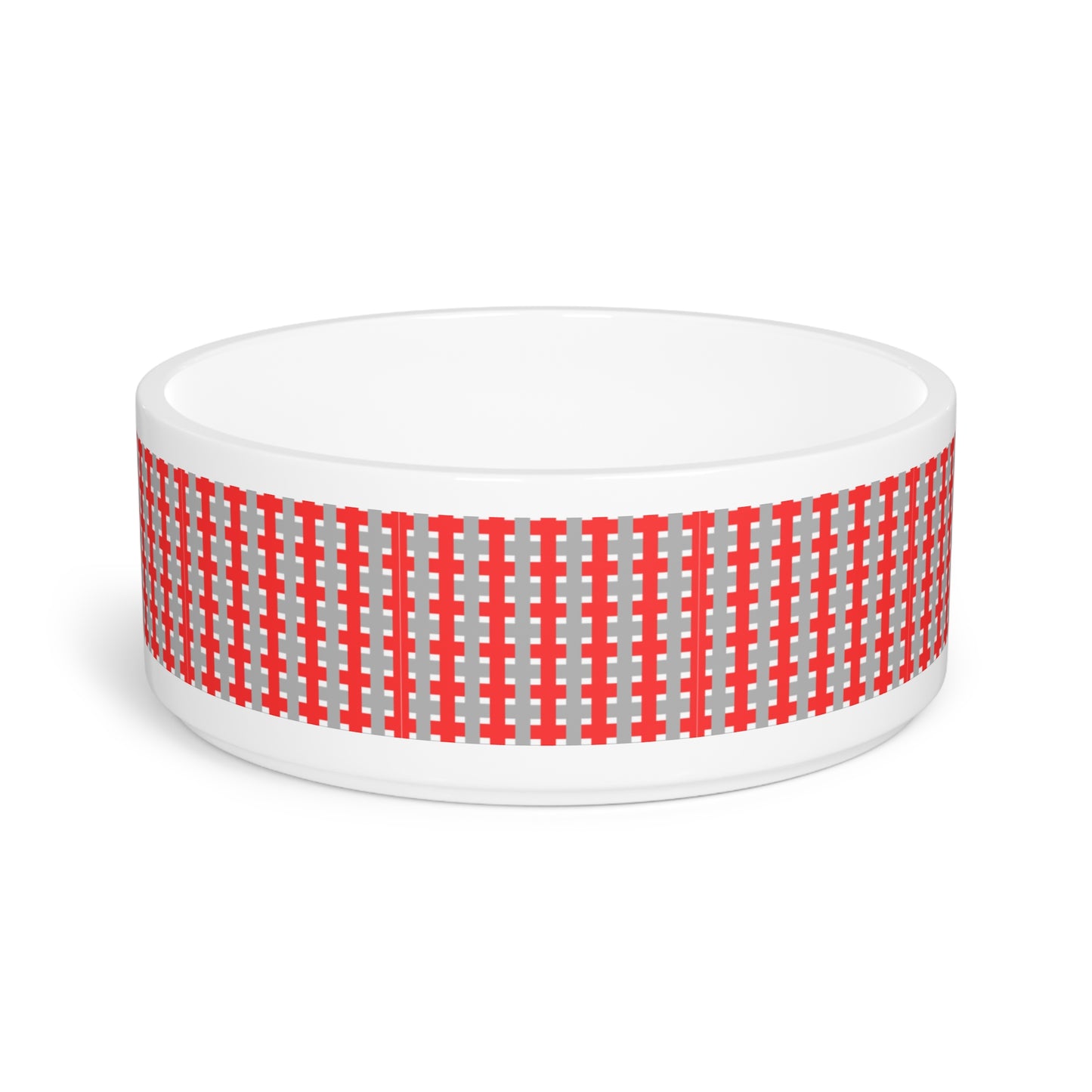 Highland Red Plaid Pet Bowl — Ceramic Dog & Cat Food Water Dish