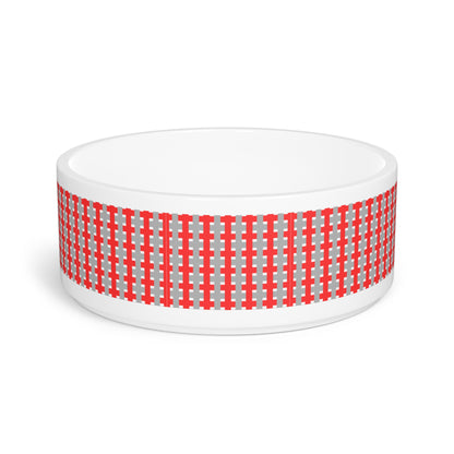 Highland Red Plaid Pet Bowl — Ceramic Dog & Cat Food Water Dish