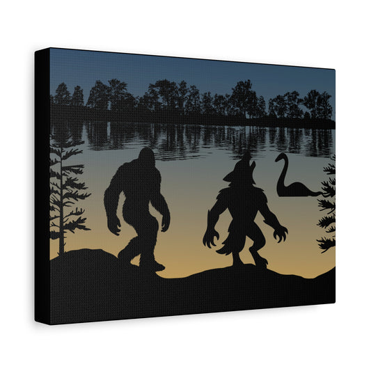 Bigfoot Dogman and Nessi Canvas Art