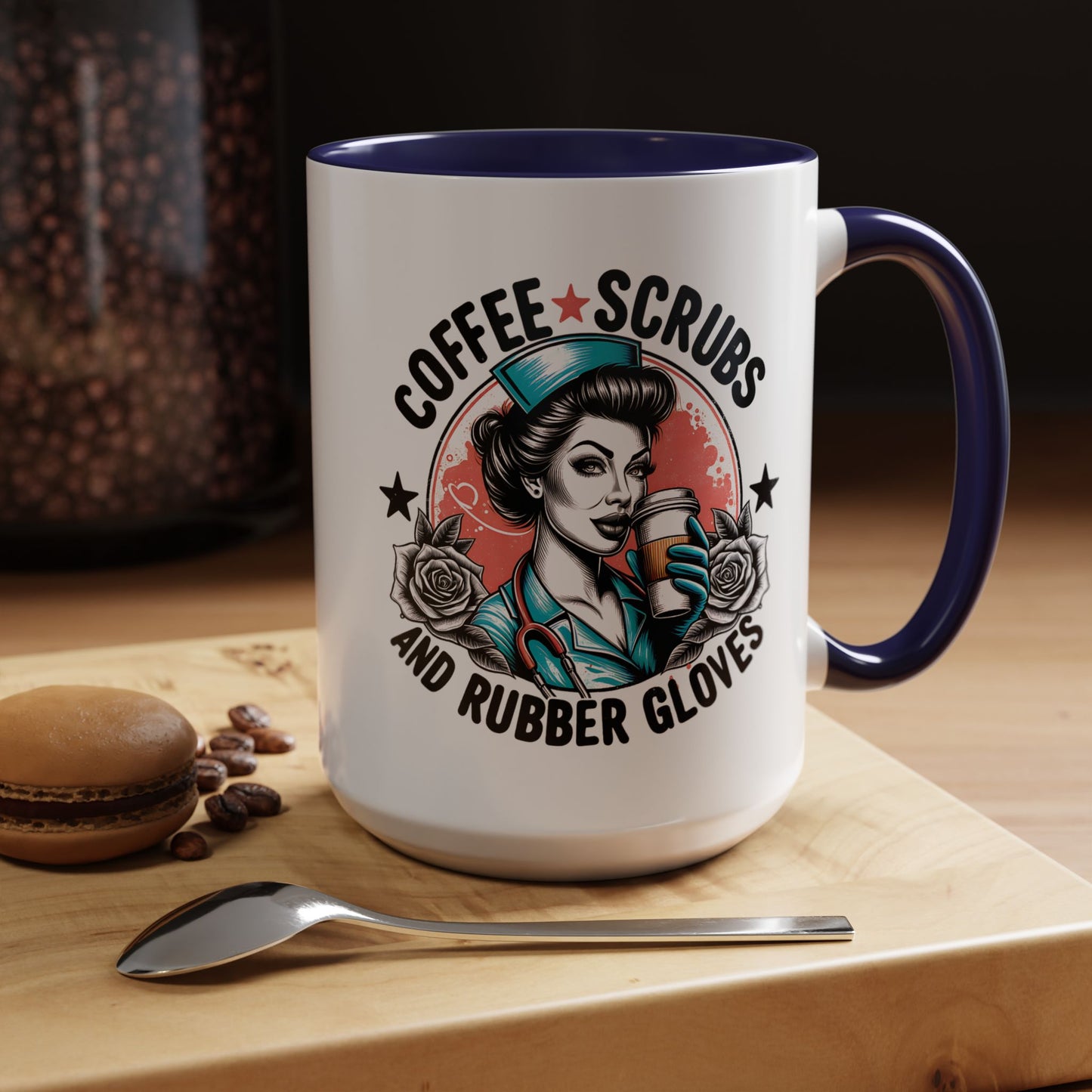 Coffee Scrubs and Rubber Gloves Coffee Lover's Accent Mug: Perfect for Nurses, Gifts for Healthcare Workers, Funny Medical Gifts, Kitchen Decor, Unique Coffee Mugs