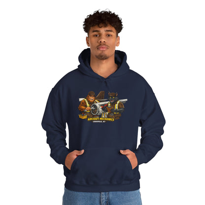 Aviation Mechanics Hoodie — Vintage Airplane Crew Pullover (Aircraft Mechanics, Engine Repair)