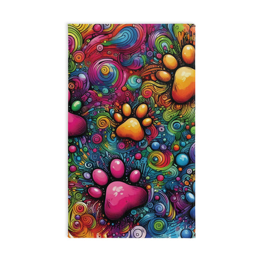 Vibrant Paw Print Hand Towel, Colorful Pet Towel, Funky Bathroom Decor, Gift for Pet Lovers, Unique Kitchen Accessory