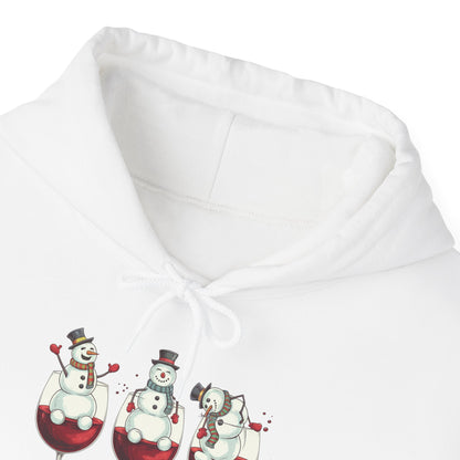 Wine Snowmen Hoodie - "Drink, Drank, Drunk" Holiday Sweatshirt