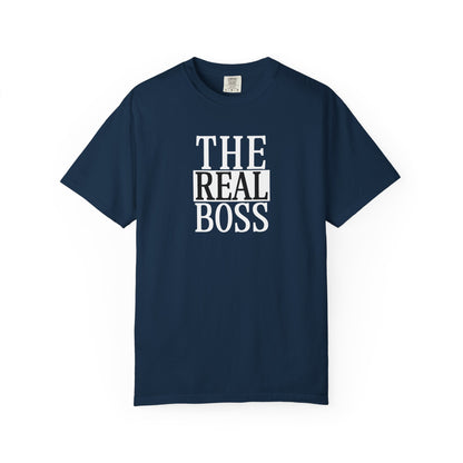 THE REAL BOSS Graphic T-Shirt — Minimalist Tee with Bold Text