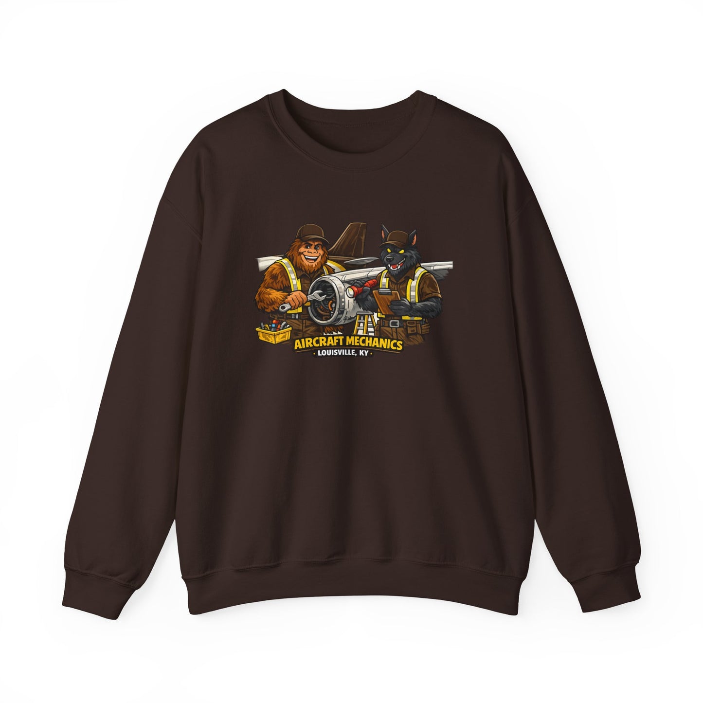 Aircraft Mechanics Crewneck Sweatshirt — Vintage Plane Techs Graphic