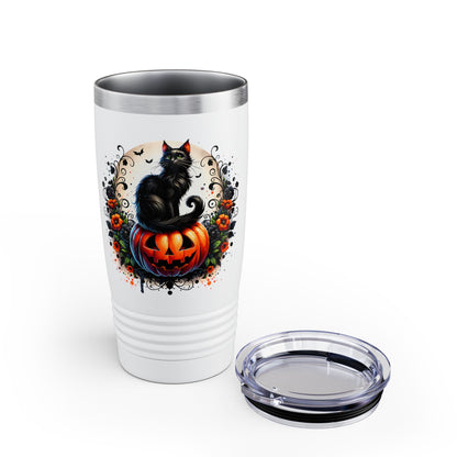 Halloween Black Cat 20oz Tumbler Trick or Treating, Spooky Season, Gift for Cat Lovers, Travel Mug