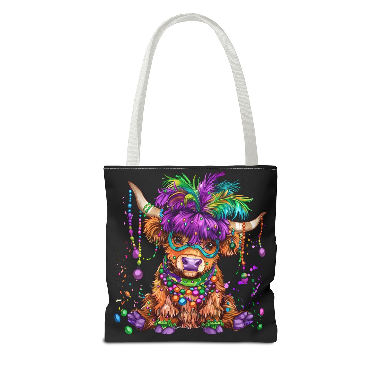 Mardi Gras Highland Cow Tote