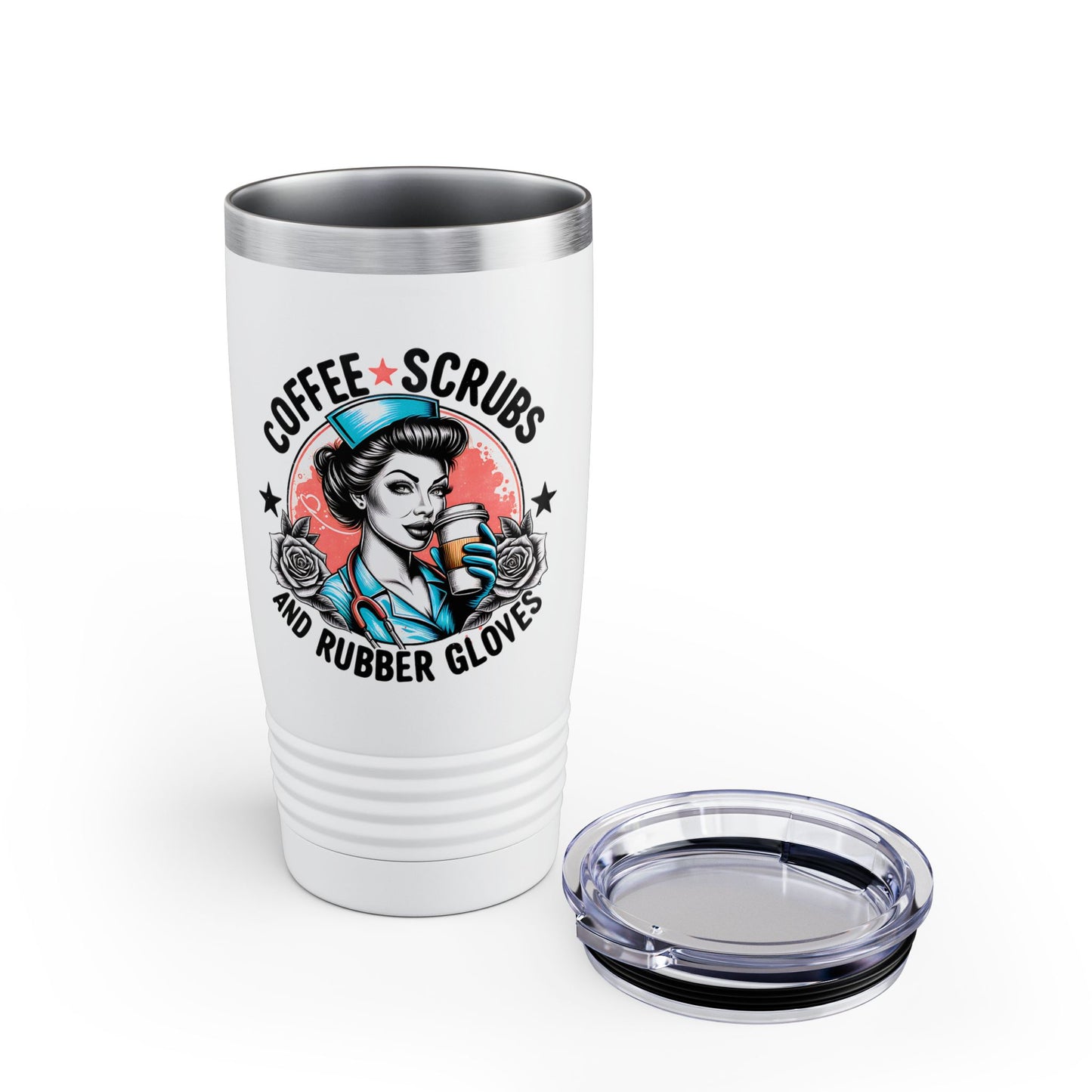 Coffee Scrubs and Rubber Gloves Nurse Coffee Tumbler, 20oz - Gift for Healthcare Workers, Funny Nurse Mug, Insulated Stainless Steel Travel Cup, Nursing Student Gift, [...]