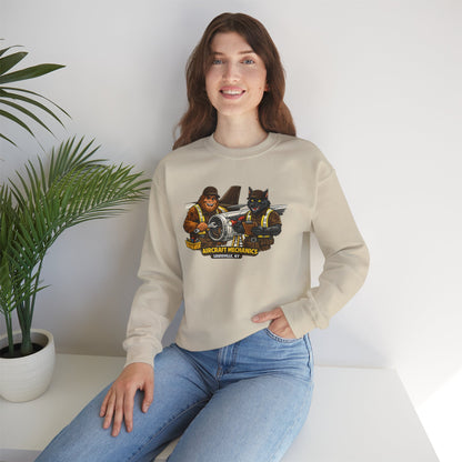 Aircraft Mechanics Crewneck Sweatshirt — Vintage Plane Techs Graphic