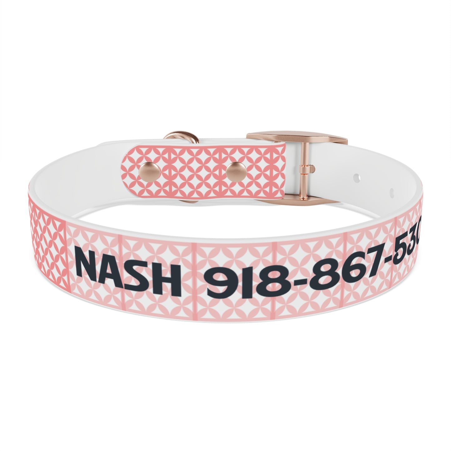 Personalized Pink Geo Dog Collar — Custom Name & Phone Number
