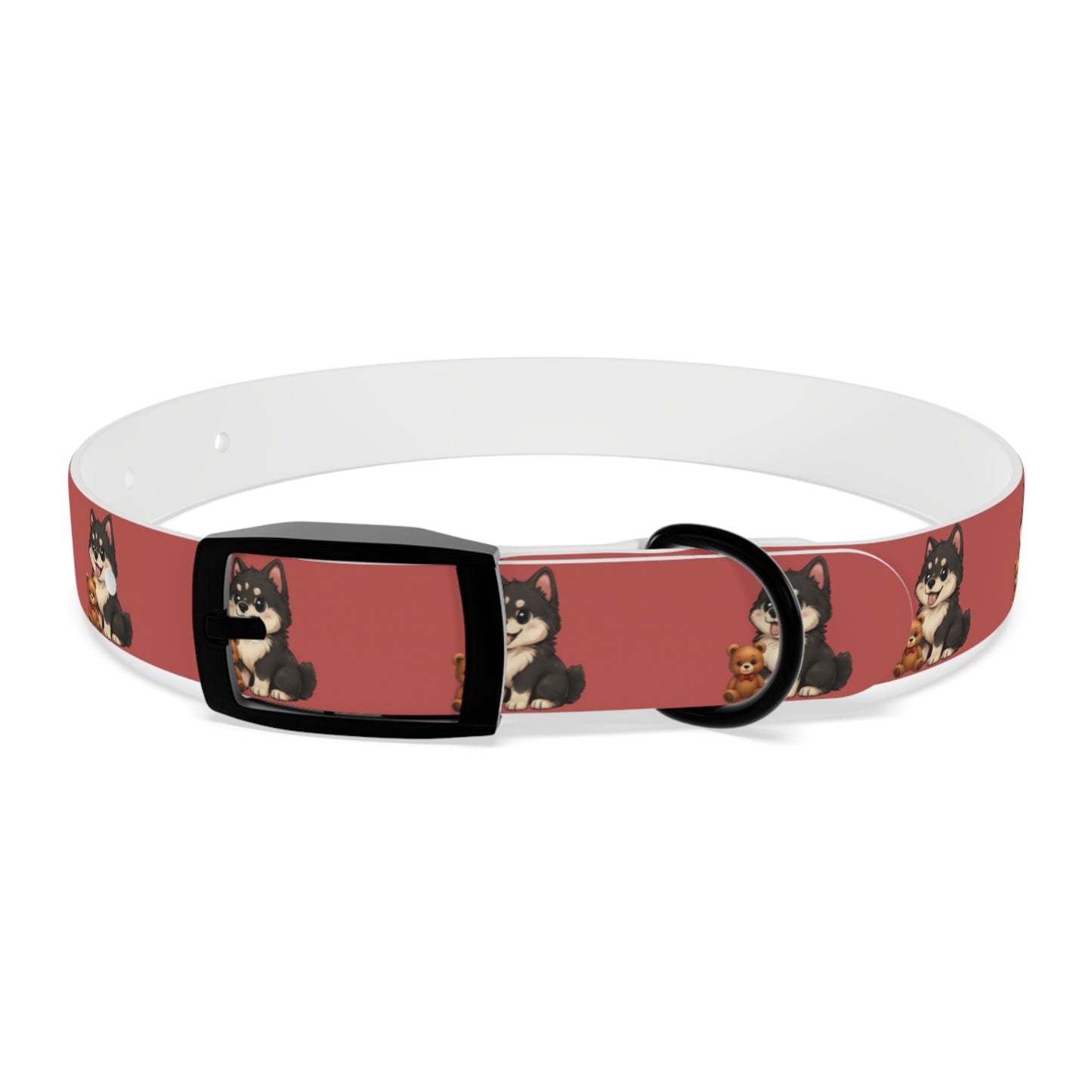Red  Husky Pattern Dog Collar — Cute Puppy Print Collar for Small & Medium Dogs