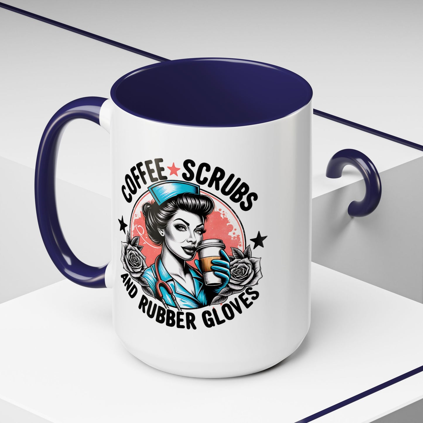 Coffee Scrubs and Rubber Gloves Coffee Lover's Accent Mug: Perfect for Nurses, Gifts for Healthcare Workers, Funny Medical Gifts, Kitchen Decor, Unique Coffee Mugs
