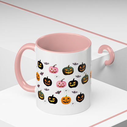 Spooky Pumpkin Accent Coffee Mug - Halloween Decor, Autumn Gift, Fall Kitchenware, Unique Coffee Cup, Trick or Treat