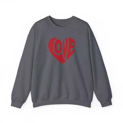 Love Heart Crewneck Sweatshirt — Retro Red Valentine Pullover