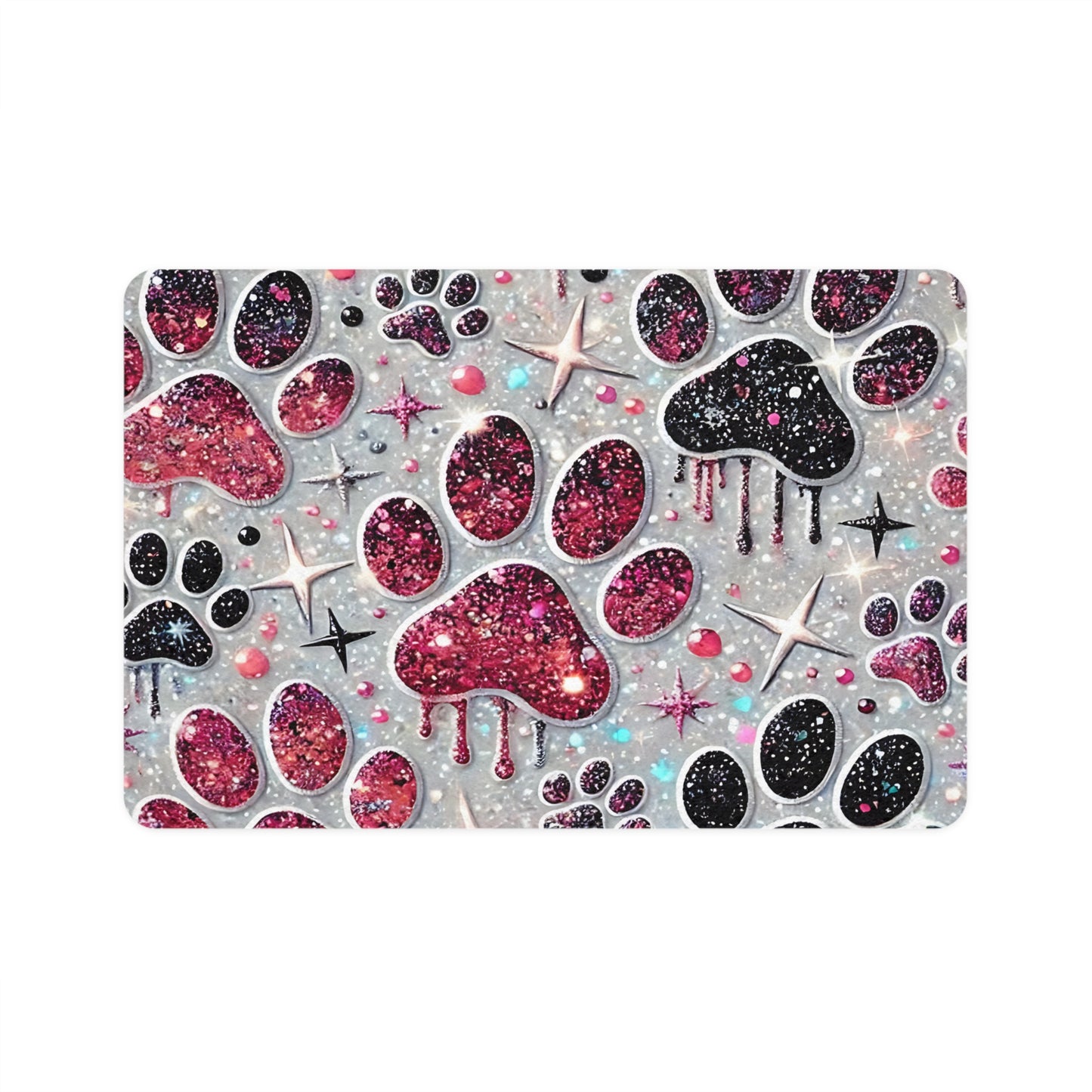 Glitter Paw Print Pet Food Mat (12 x 18)