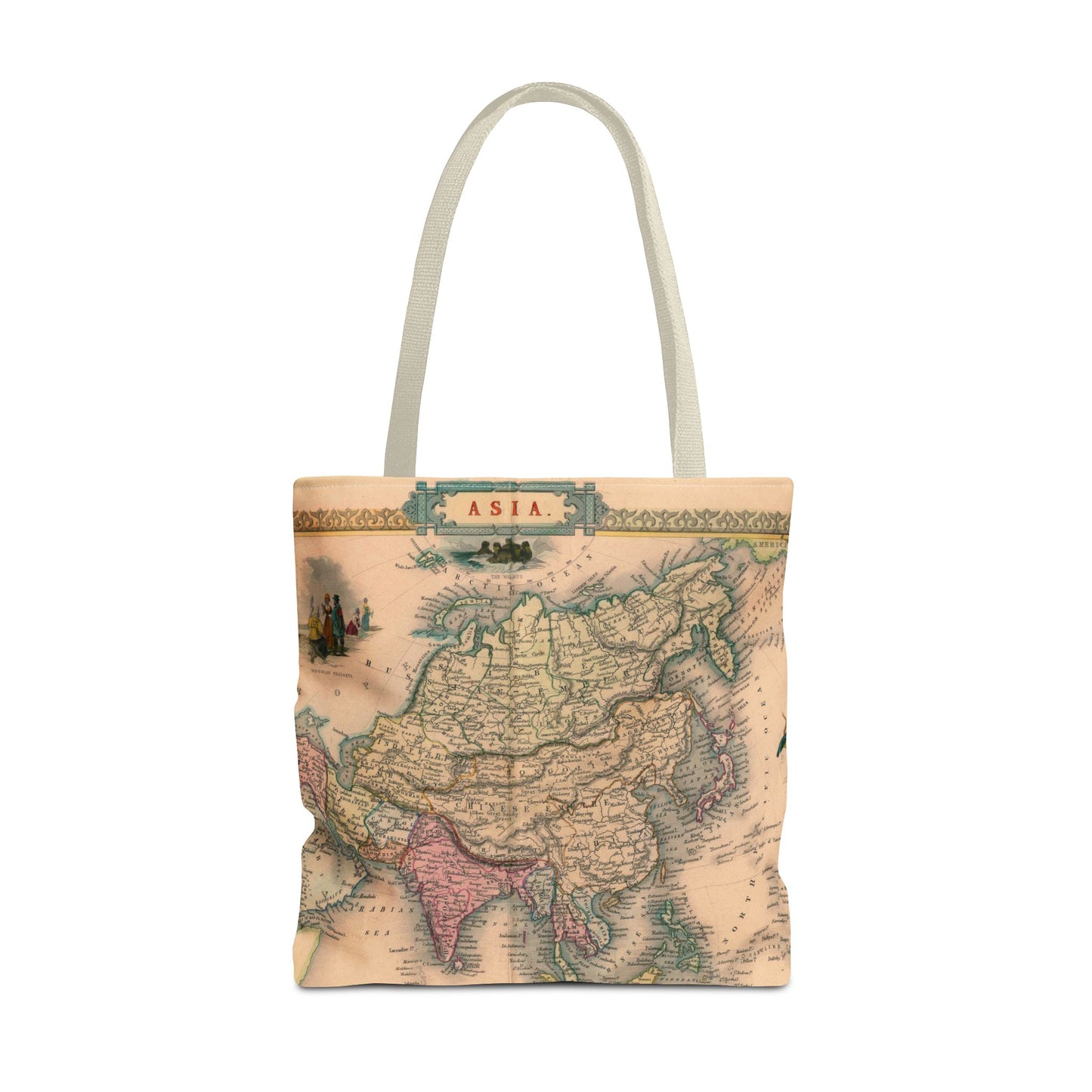 Vintage Map of Asia Tote Bag 3 Sizes