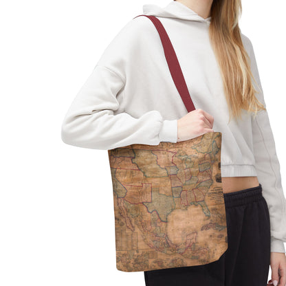 Vintage United States Map Tote Bag  Distressed Antique World Map All-Over Print Tote